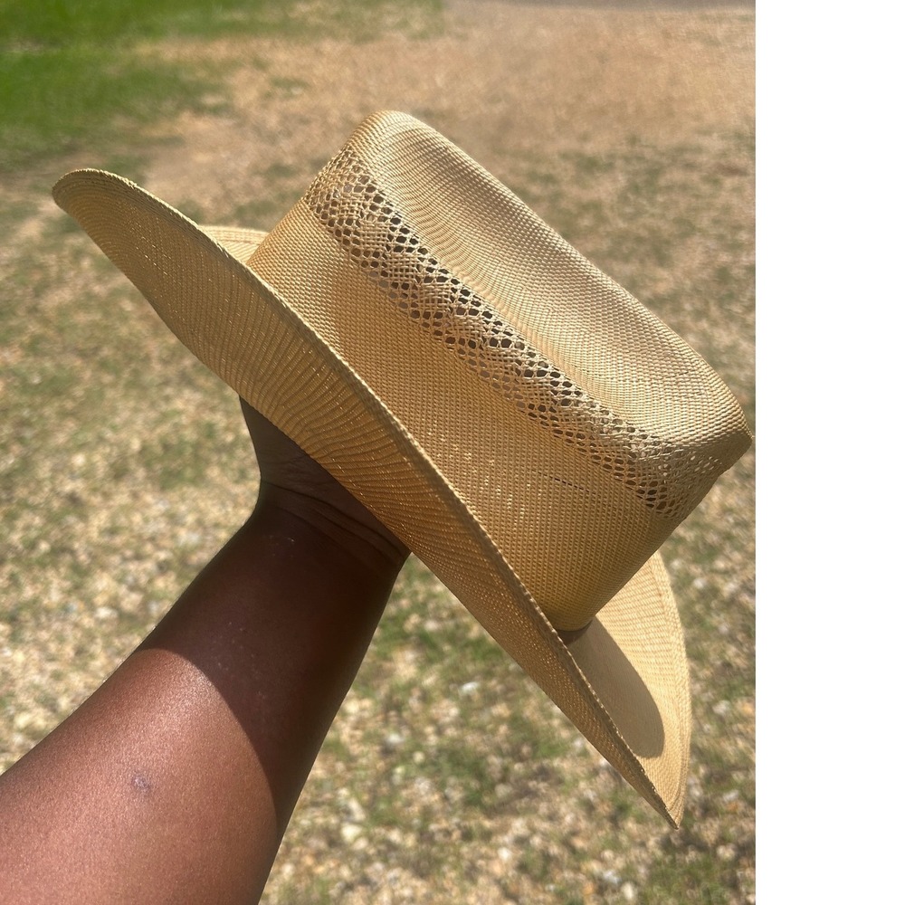 Resistol Cutt Horse 05 vintage Cowboy Hat 6 3/4 Wheat Straw Vent Bangkok